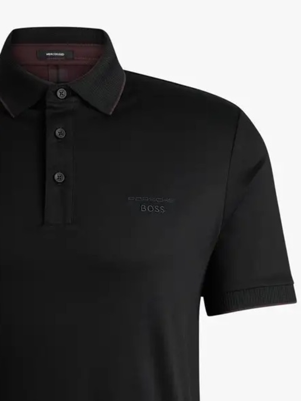 PORSCHE x BOSS Mens Lux Mercerised Cotton Polo Shirt Medium Black Tonal Logo New